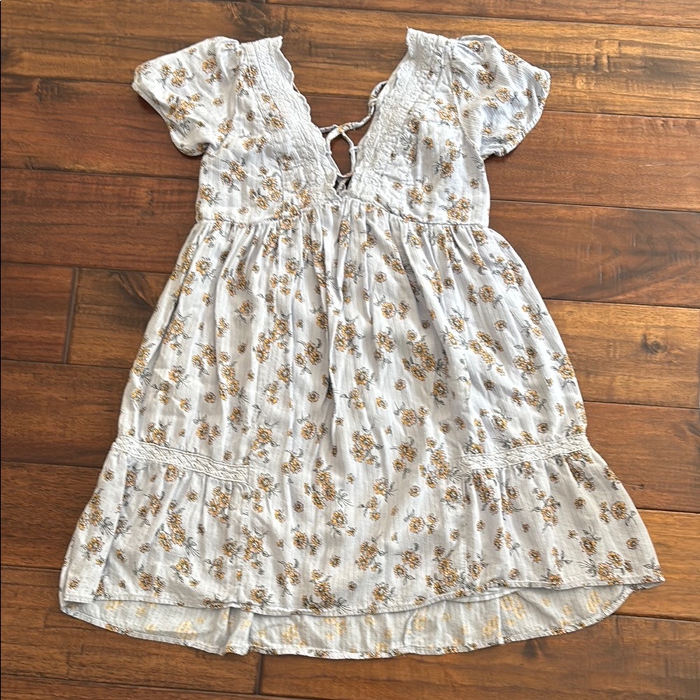 Casual Blue Floral Urban Outfitters Cap Sleeves Dress